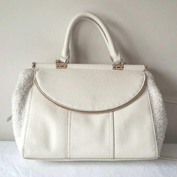 LC Lauren Conrad Handbags - Lauren Conrad Satchel with Removable Crossbody Cream & Rose Gold Trim Like New